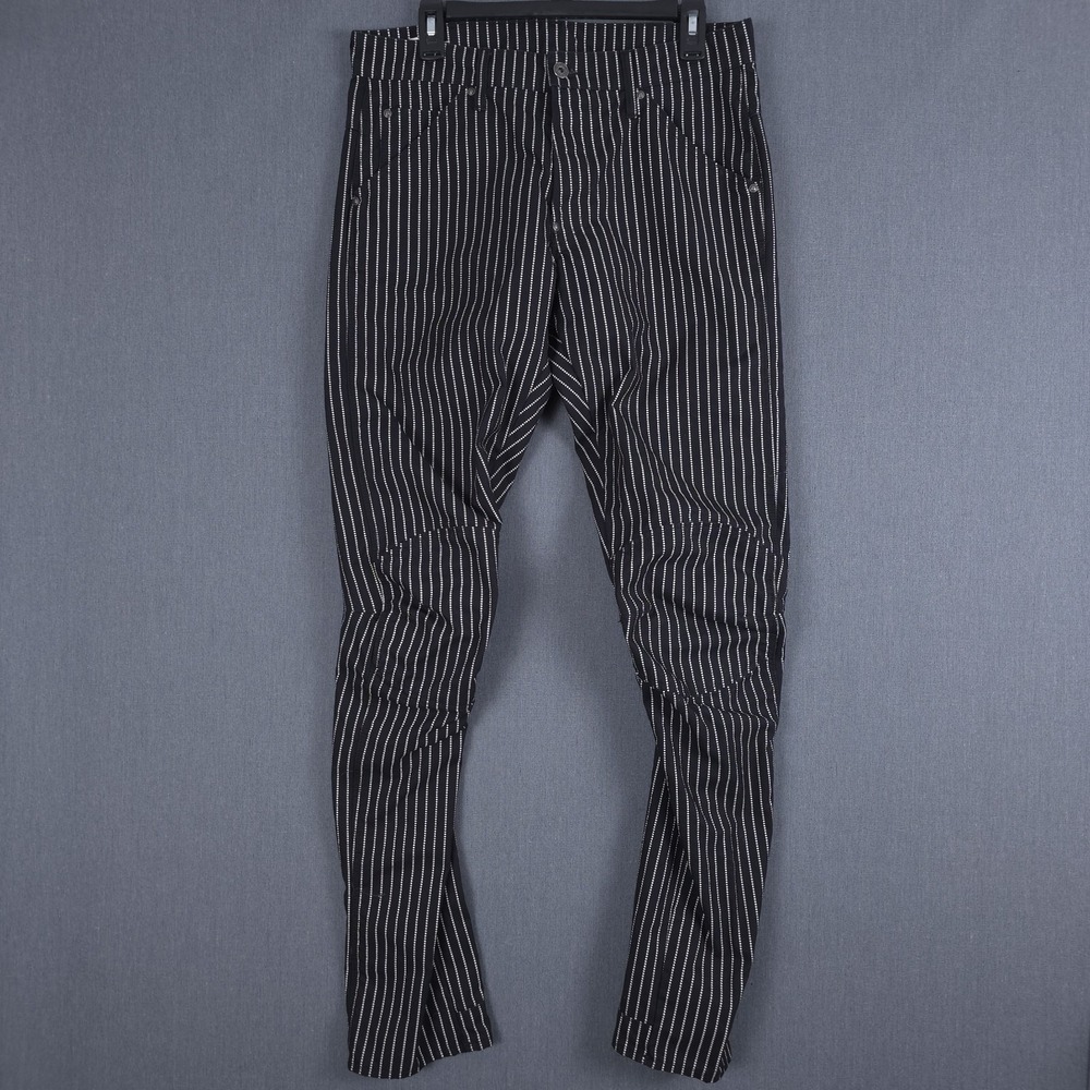 G Star Raw 5622 3D Tapered COJ Pants Mens 32x36 (Fits 32x34) Black Pinstripe